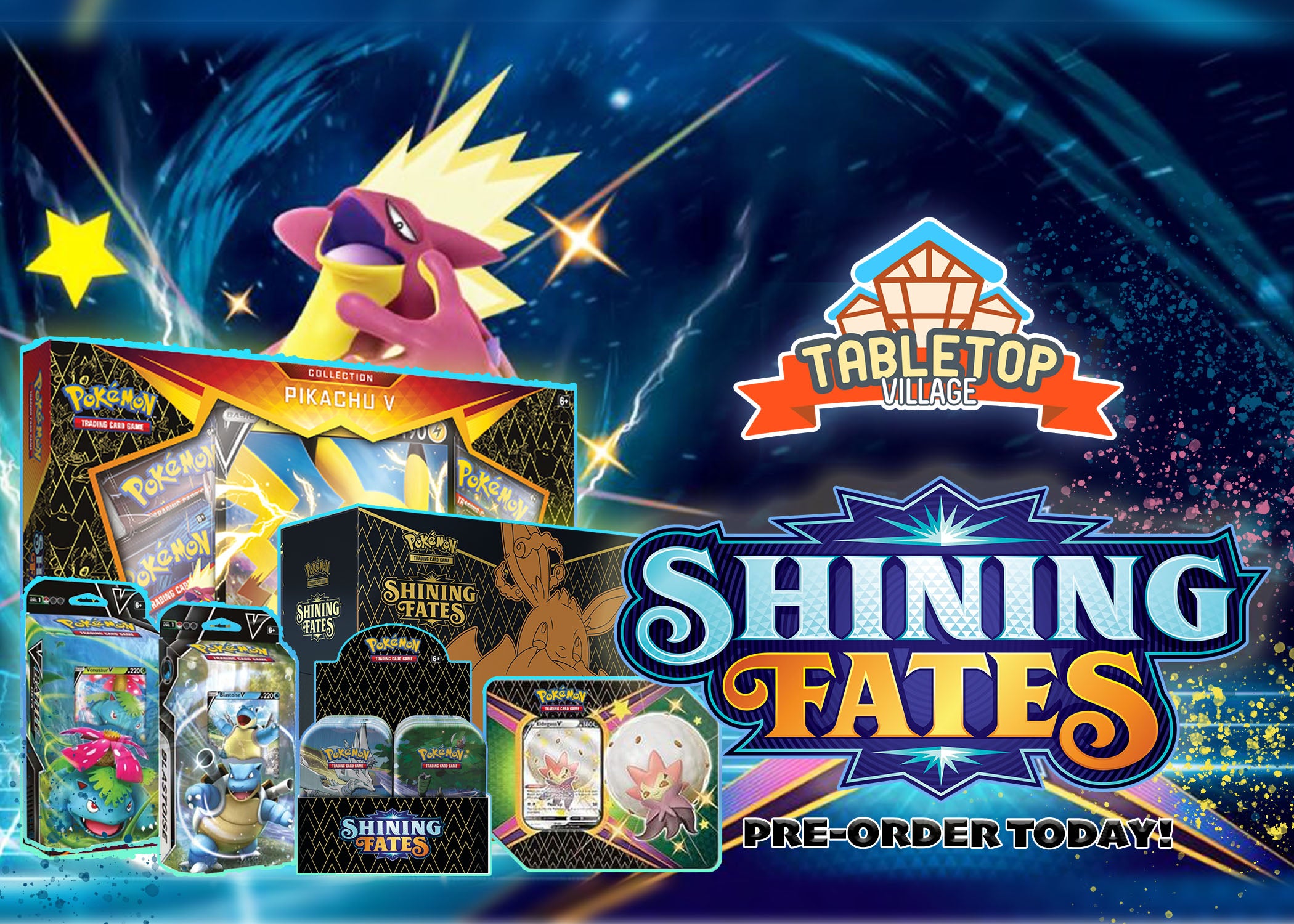 Shining Fates Pokemon Cards at Tabletop Village Tabletop Village LLC Shining Fates Pokemon Cards at Tabletop Village Tabletop Village LLC