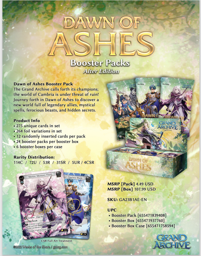 Grand Archive TCG: Dawn of Ashes - Booster Box - Alter Edition - In Store Pick Up Only
