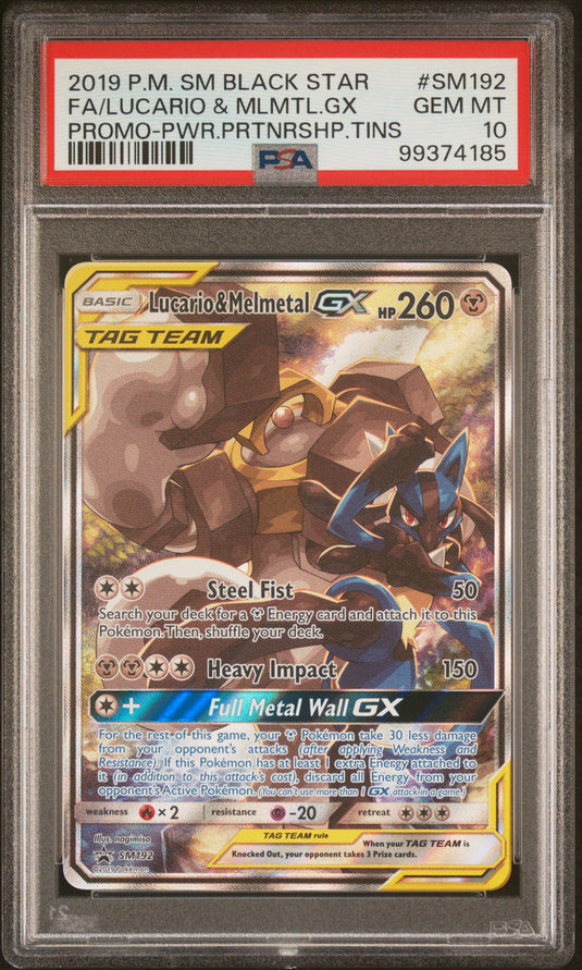 2019 POKEMON SM BLACK STAR PROMO #SM192 FA/LUCARIO & MLMTL.GX PROMO-PWR.PRTNRSHP.TINS