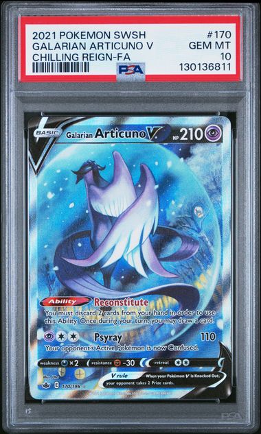 Load image into Gallery viewer, 2021 Pokémon Sword &amp; Shield Chilling Reign #170 Galarian Articuno V Full Art PSA 10
