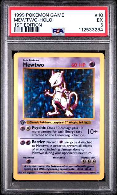 1999 Pokémon Base Set #10 Mewtwo Holo 1st Edition PSA 5