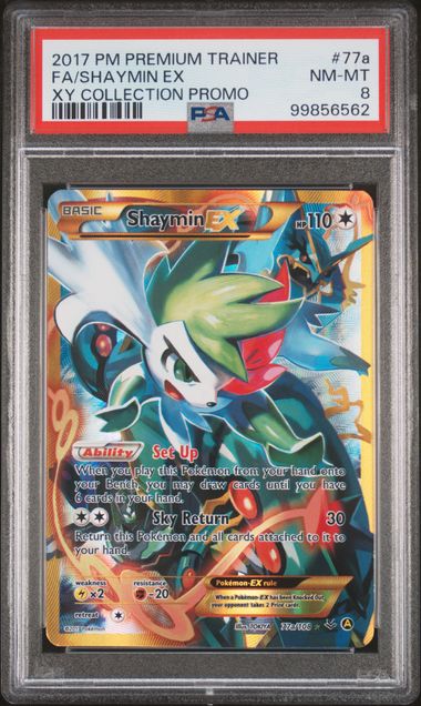 2017 Pokémon Premium Trainer XY Collection Promo #77A Shaymin EX Full Art PSA 8