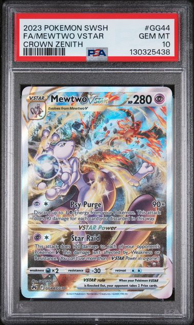 2023 Pokémon Sword & Shield Crown Zenith #GG44 Mewtwo VSTAR Full Art PSA 10
