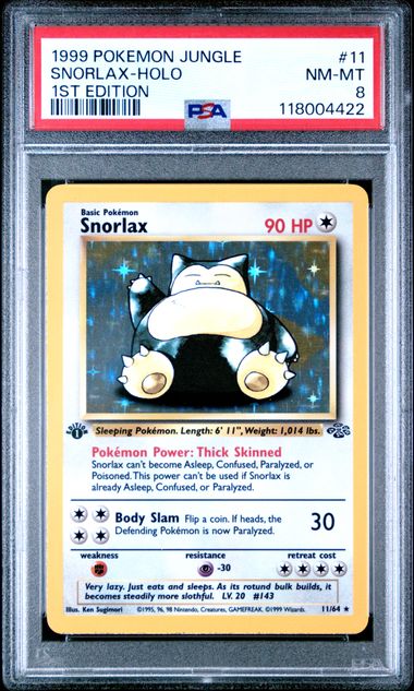 Load image into Gallery viewer, 1999 Pokémon Jungle #11 Snorlax Holo 1st Edition PSA 8
