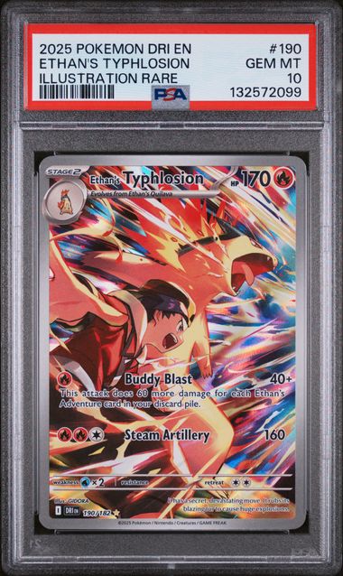 2025 Pokémon Destined Rivals #190 Ethan's Typhlosion Illustration Rare PSA 10
