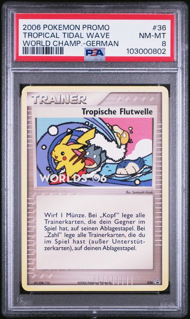 2006 Pokémon World Championships Promo #36 Tropical Tidal Wave - German PSA 8