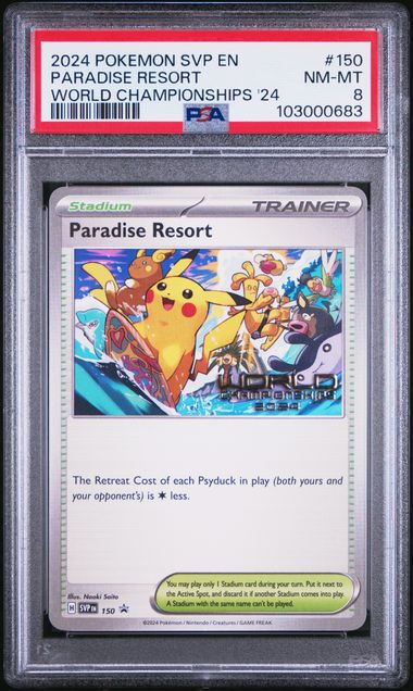 Load image into Gallery viewer, 2024 Pokémon World Championships Promo #150 Paradise Resort PSA 8
