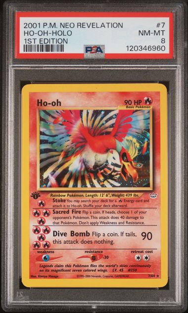 Load image into Gallery viewer, 2001 Pokémon Neo Revelation #7 Ho-Oh Holo 1st Edition PSA 8

