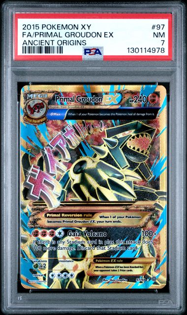 2015 Pokémon XY Ancient Origins #97 Primal Groudon EX Full Art PSA 7