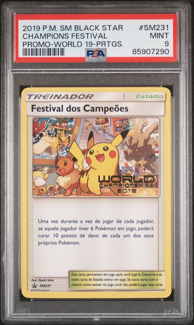 Load image into Gallery viewer, 2019 Pokémon World Championships Promo SM231 Champions Festival - Portuguese PSA 9
