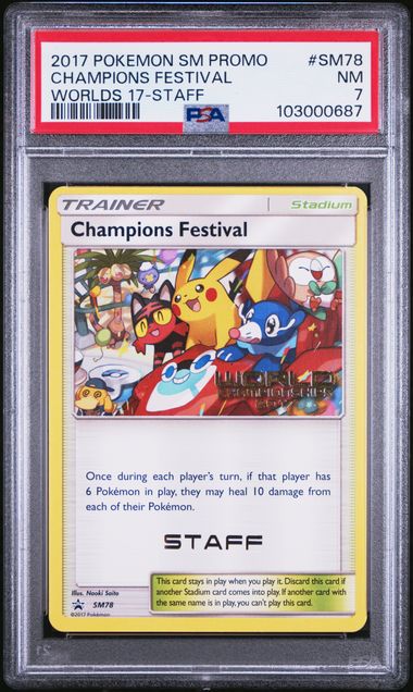 Load image into Gallery viewer, 2017 Pokémon World Championships Promo SM78 Champions Festival - Staff PSA 7
