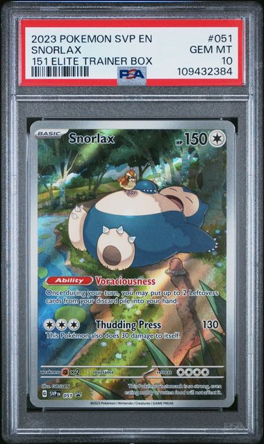 2023 Pokémon SVP Black Star Promo #051 Snorlax 151 Elite Trainer Box PSA 10